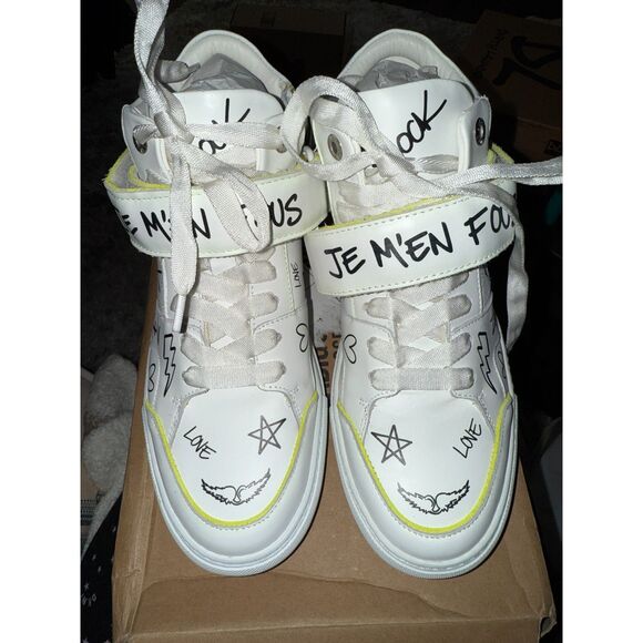 NWT Zadig & Voltaire ZV1747 Mid Flash Fluorescent Suede Charms Sneakers size 39 - Picture 7 of 13